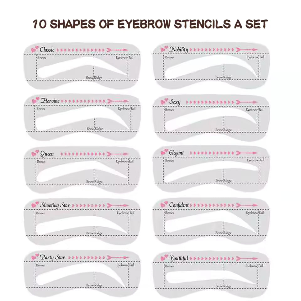 Eyebrow Mapping Stencil Reusable 10Pcs/Set
